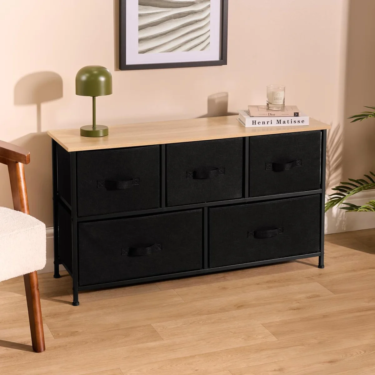 Brooklyn Fabric 5 Drawer Chest - Black – image 5