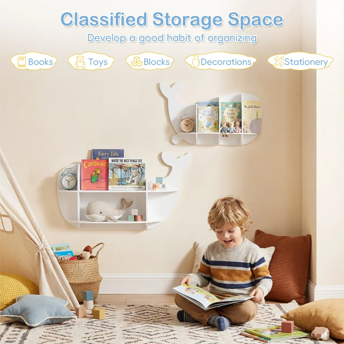 Wall Mounted Storage Display Rack Set - White – image 6