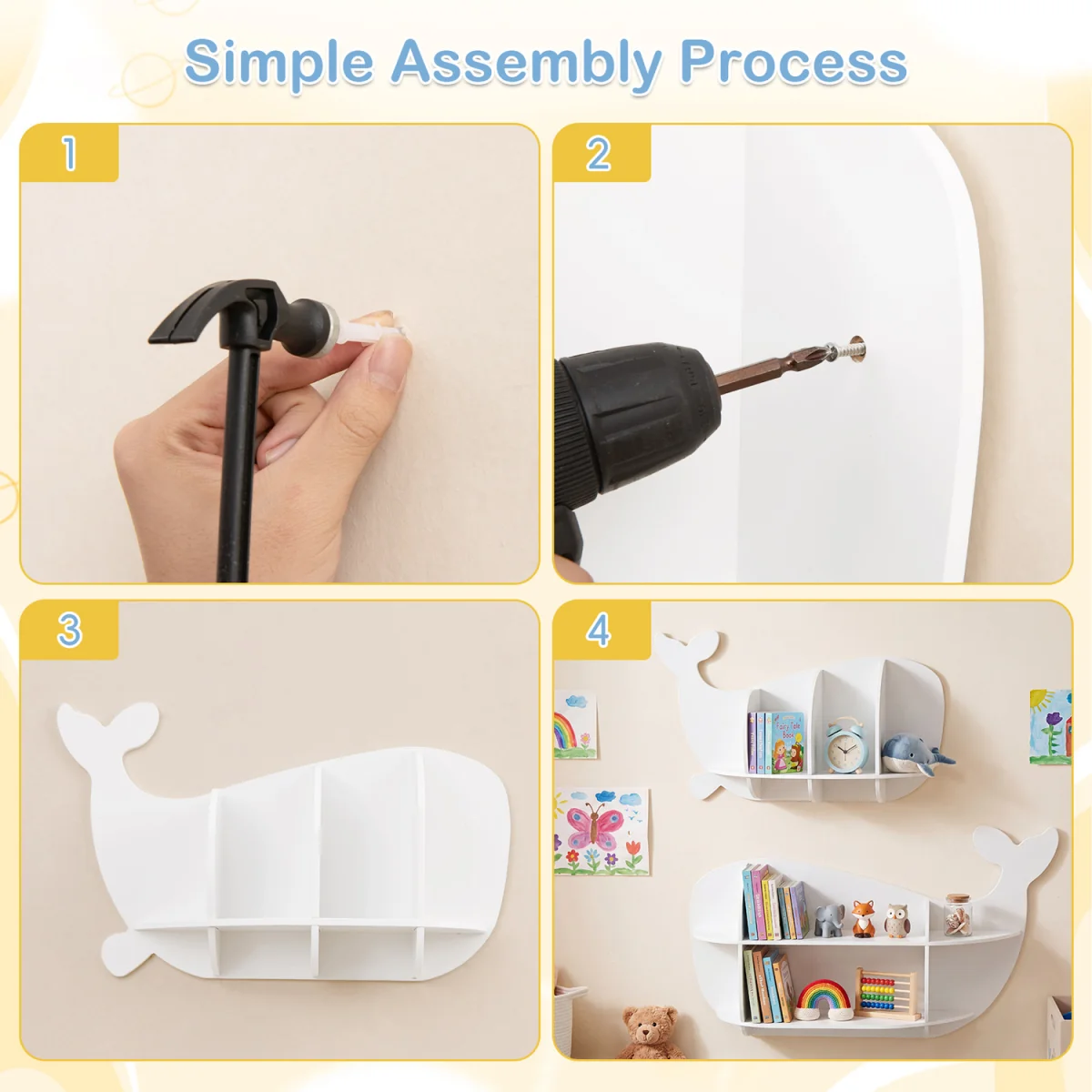 Wall Mounted Storage Display Rack Set - White – image 7