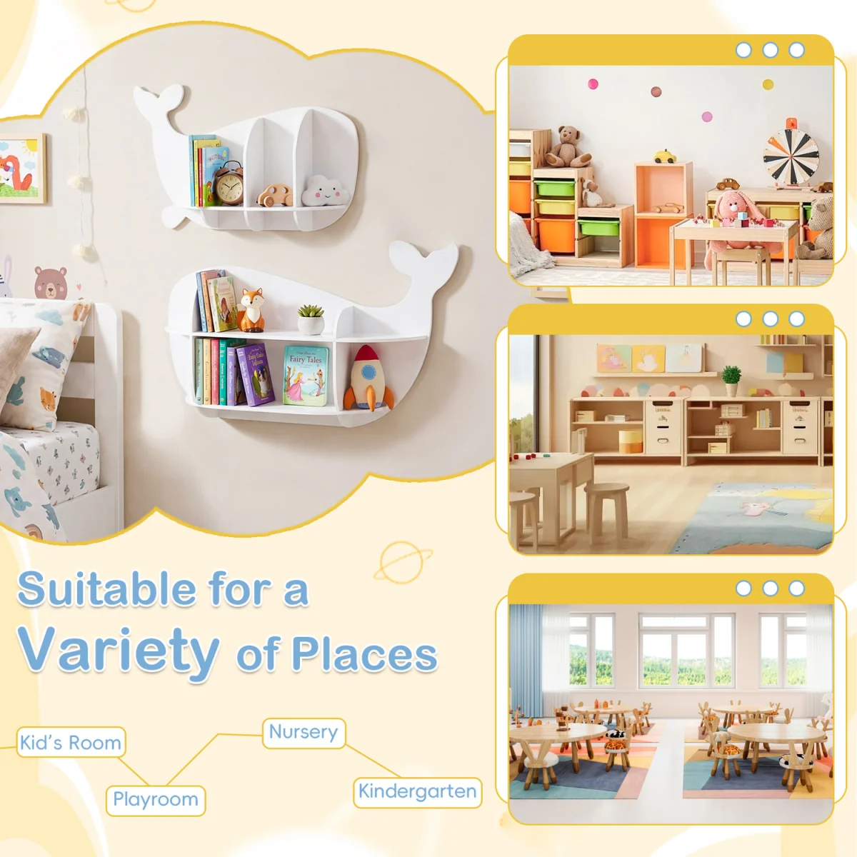 Wall Mounted Storage Display Rack Set - White – image 8