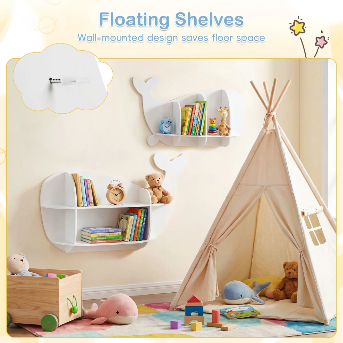 Wall Mounted Storage Display Rack Set - White – image 10
