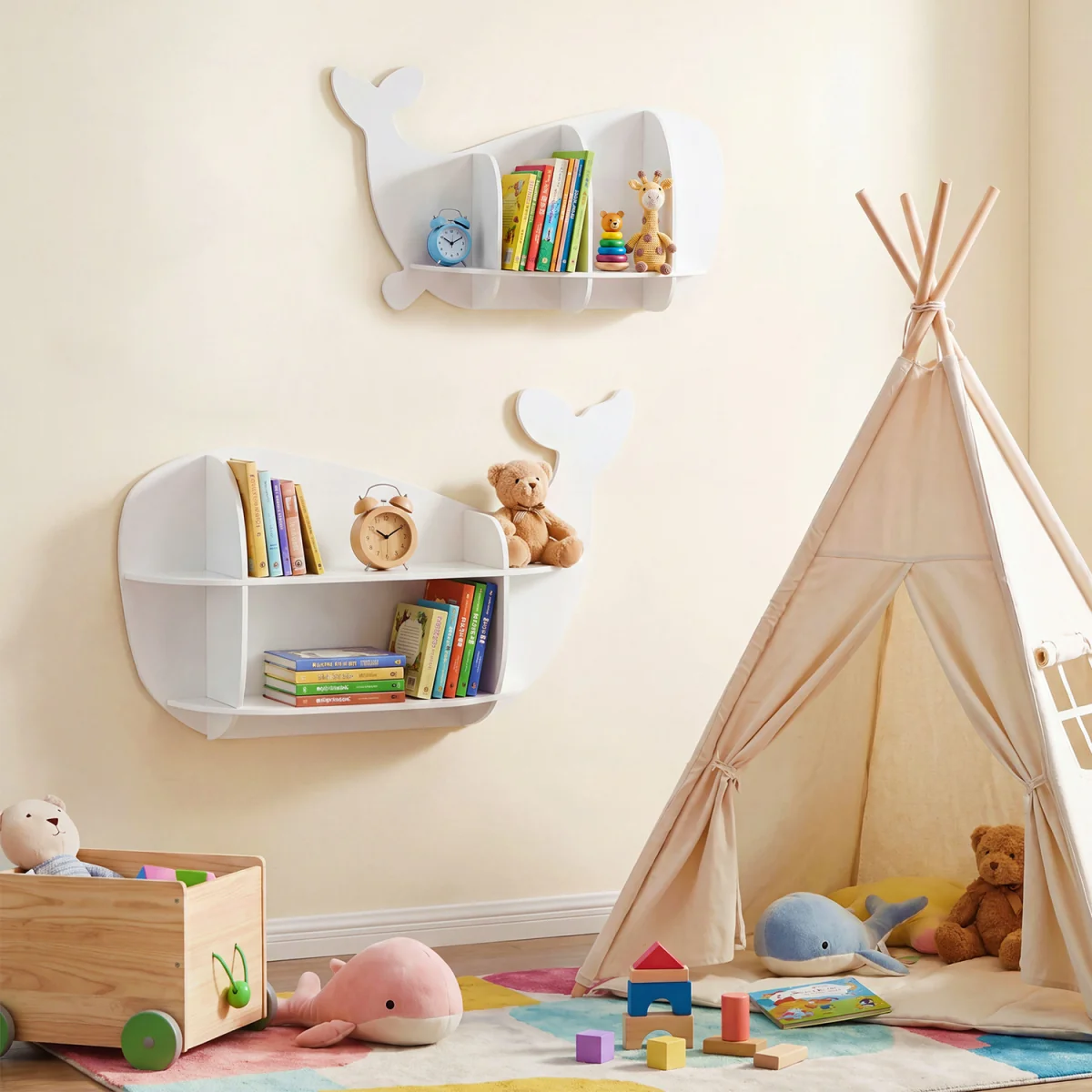 Wall Mounted Storage Display Rack Set - White – image 1