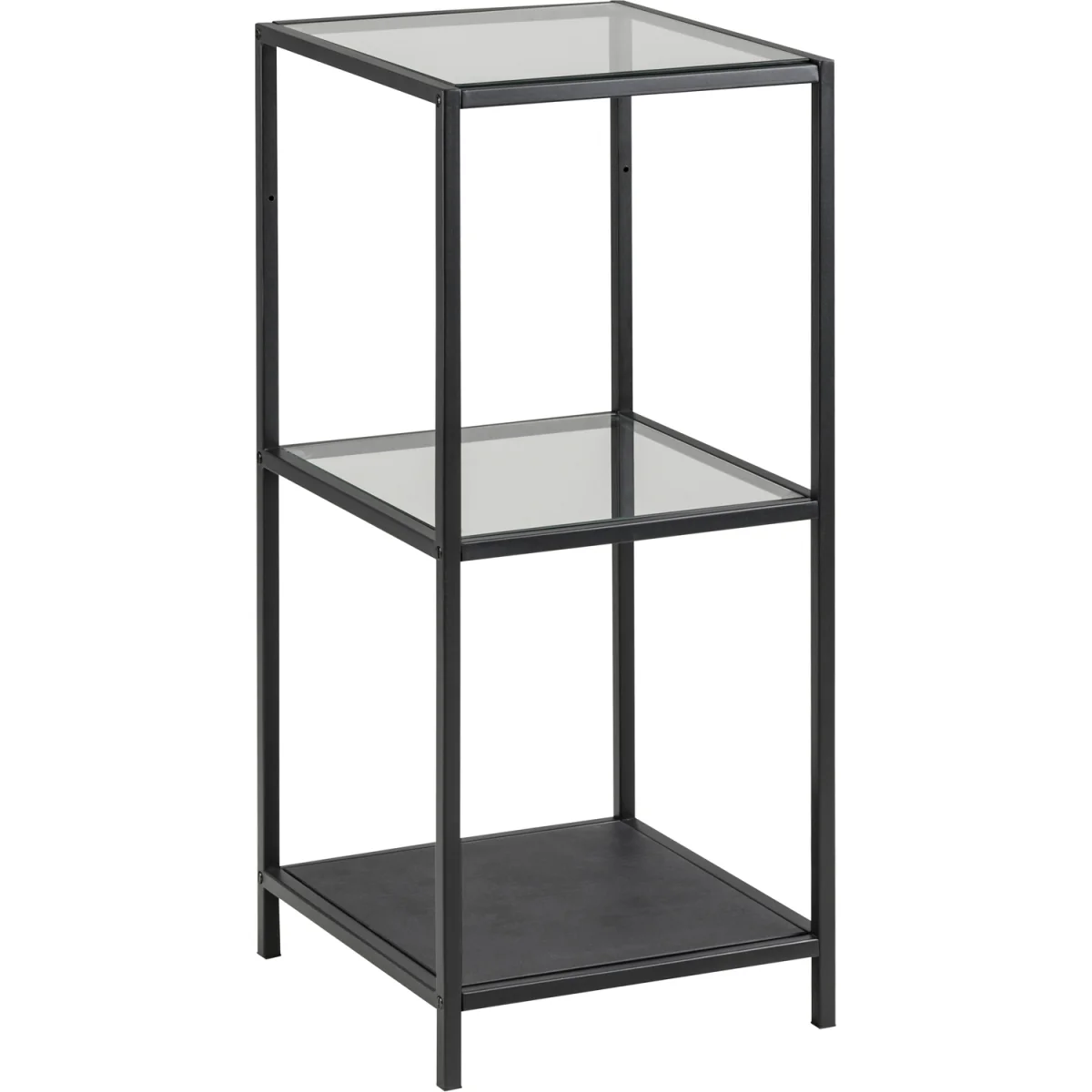 Seaford Narrow Black Metal Bookcase with 2 Glass Shelves - Clear & Black – image 2