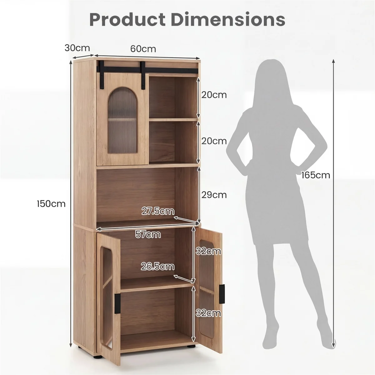 Freestanding Storage Organizer with Door and Shelves - Natural – image 2