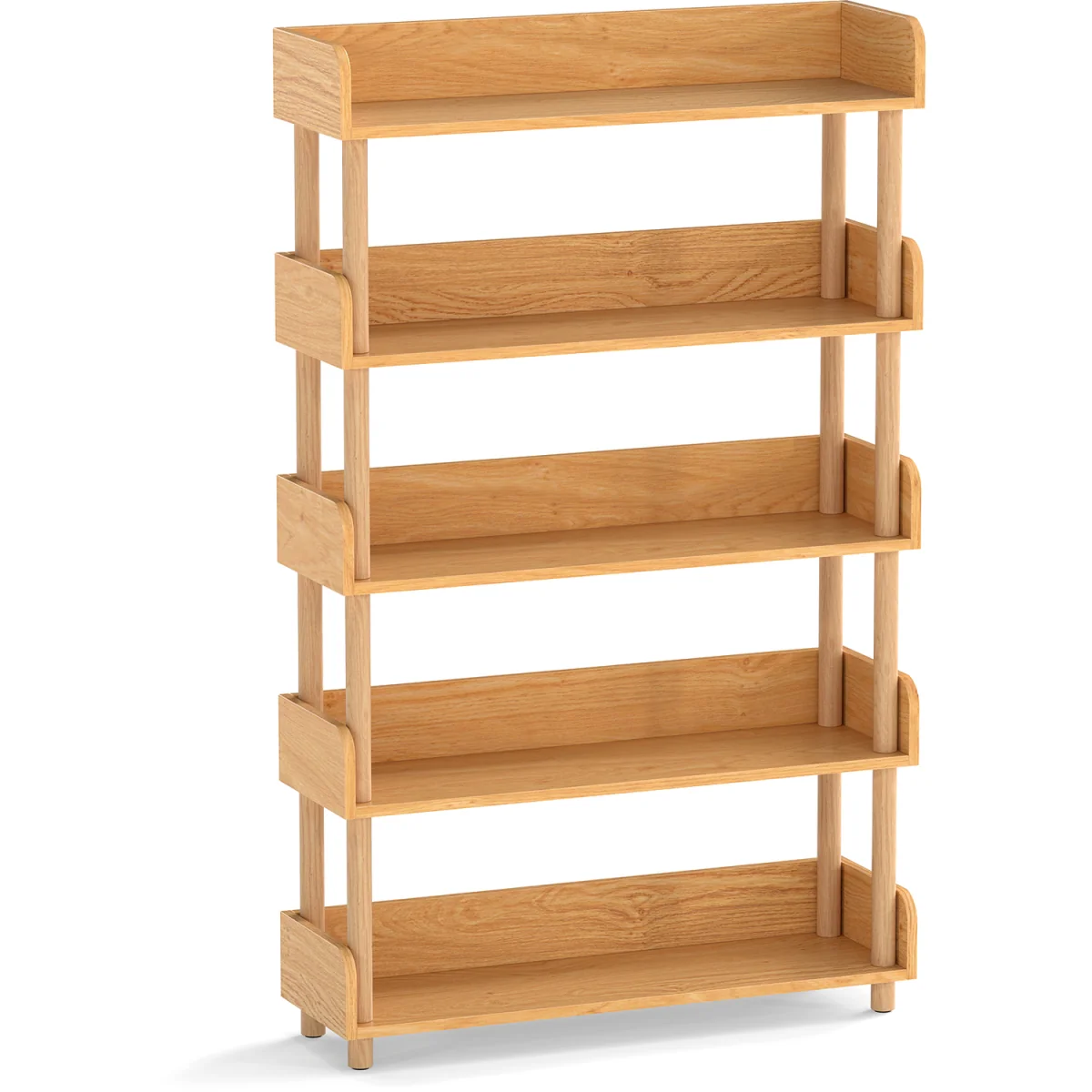 Modern Bookcase with Elevated Guardrails - Natural – image 10