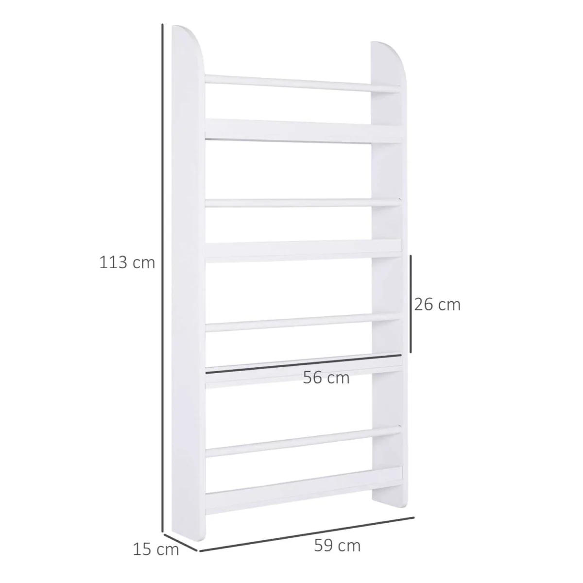 Vivi Wood White Slim Wall-Mounted Bookshelf, 15 cm Depth – image 2