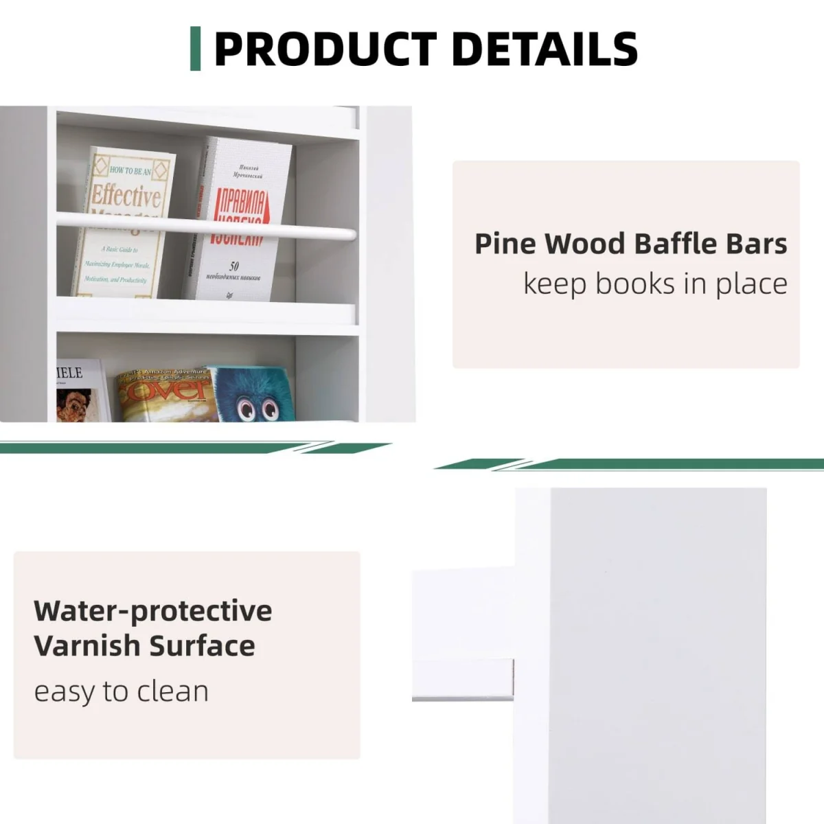 Vivi Wood White Slim Wall-Mounted Bookshelf, 15 cm Depth – image 7