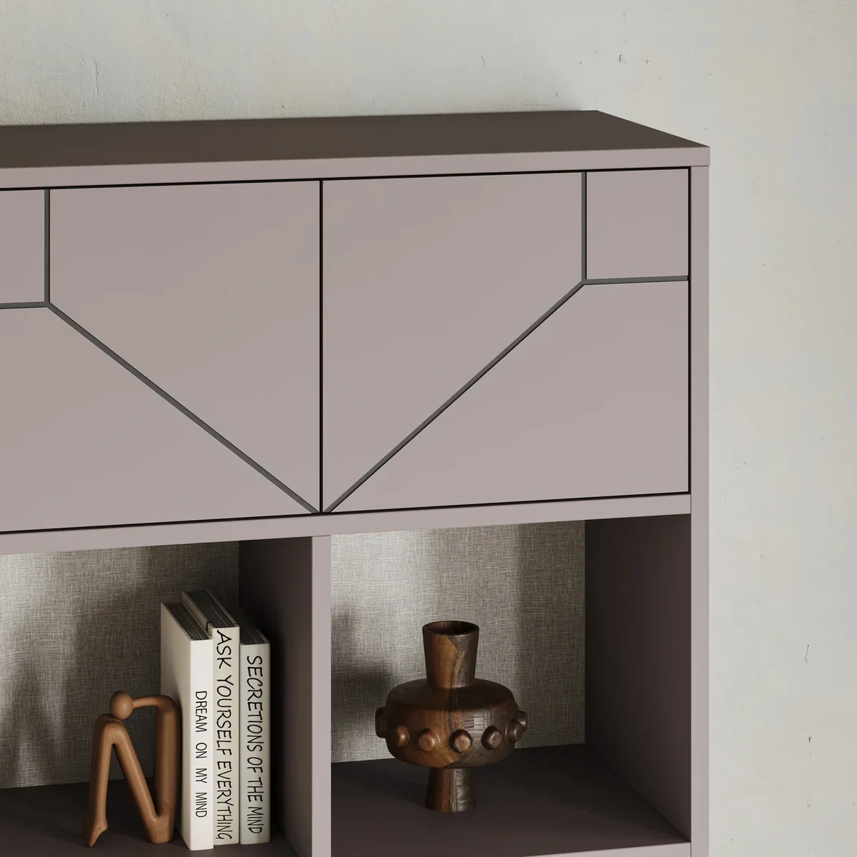 Decortie Dune Tall Bookcase With Cupboards And Open Shelving - Light Mocha – image 4