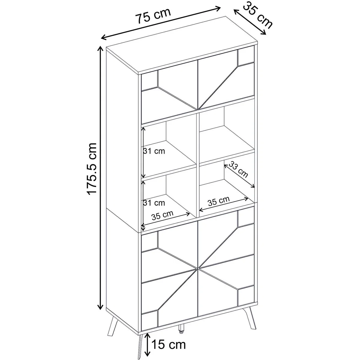 Decortie Dune Tall Bookcase With Cupboards And Open Shelving - Light Mocha – image 8