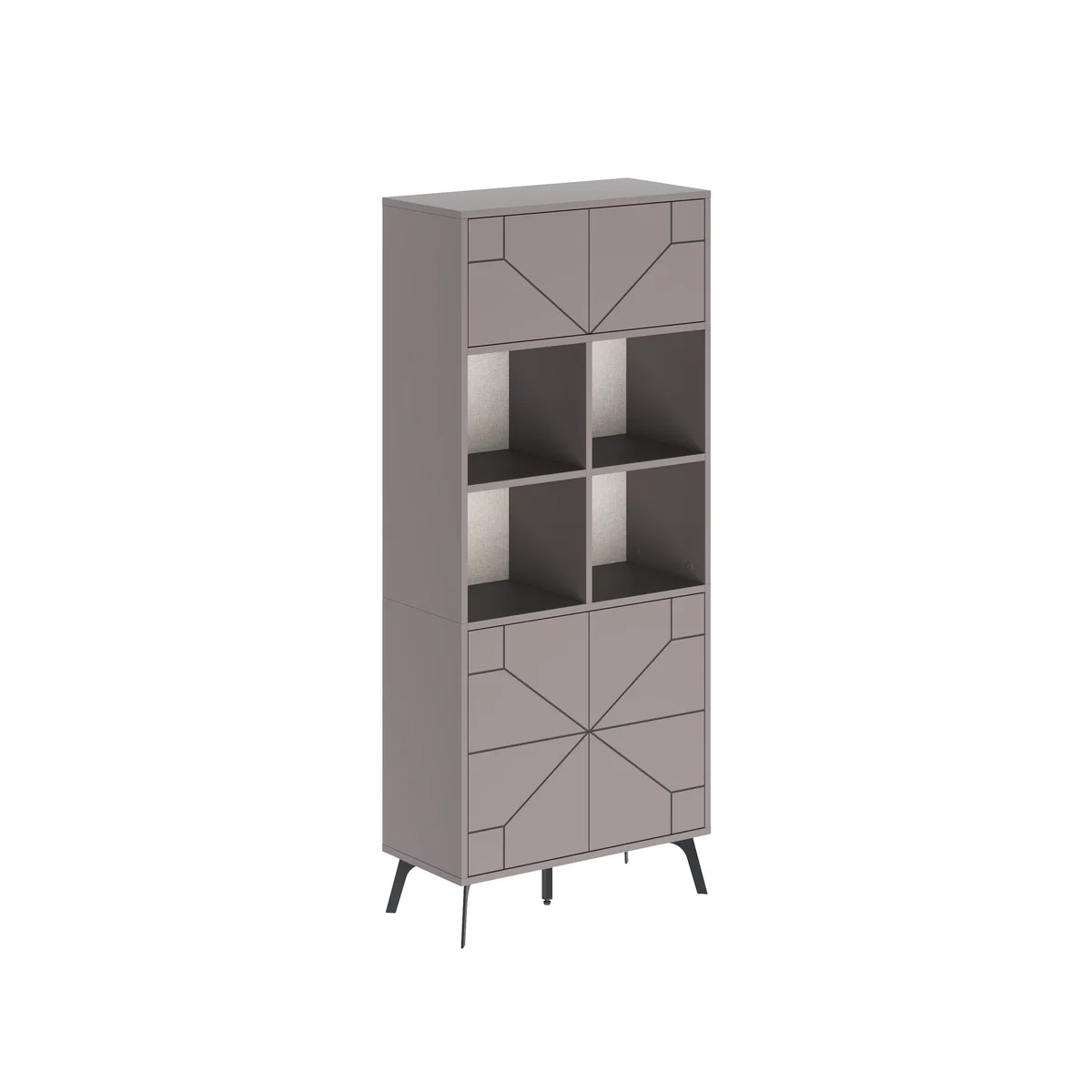 Decortie Dune Tall Bookcase With Cupboards And Open Shelving - Light Mocha – image 1