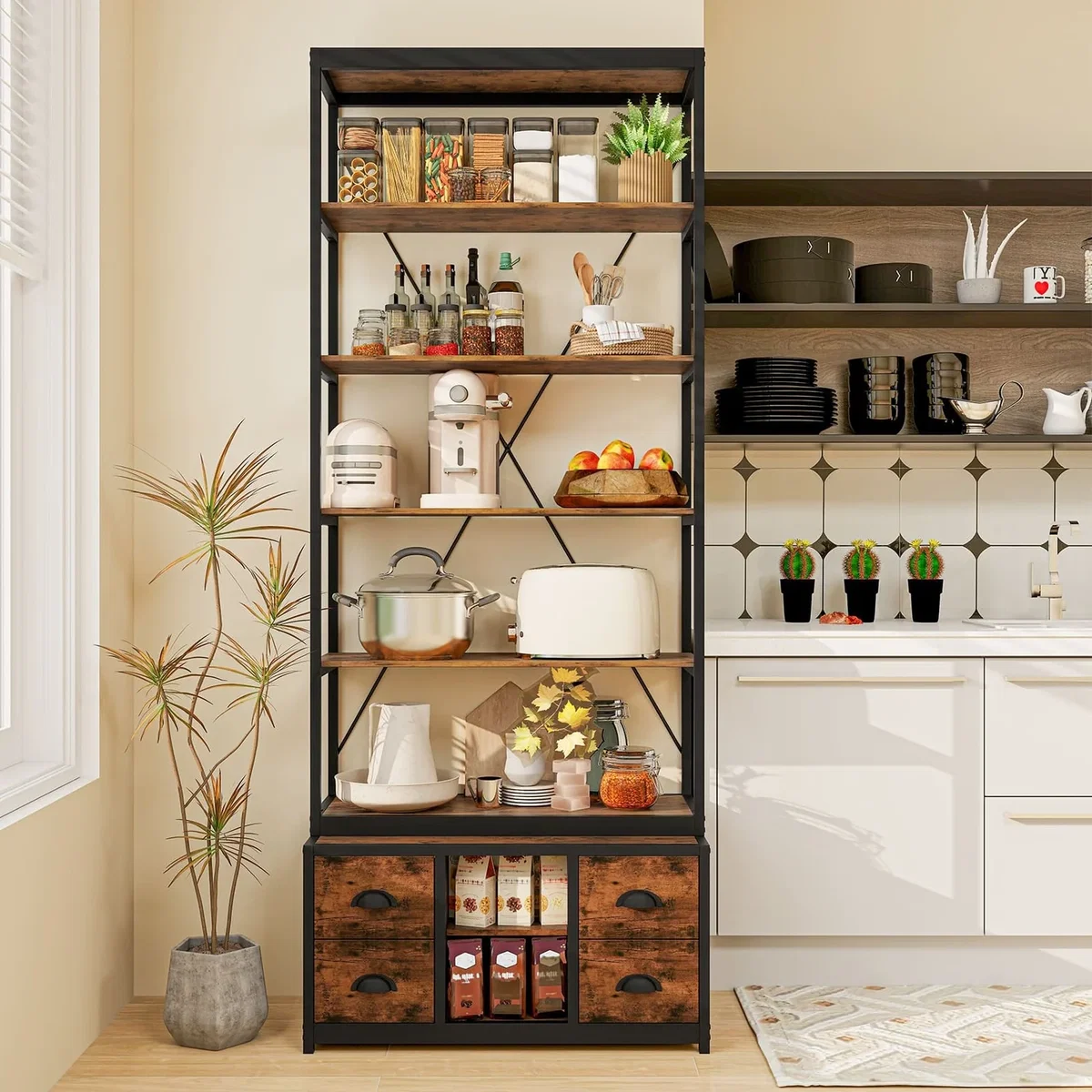 Costway 8-Tier Bookshelf with Storage - Brown – image 5