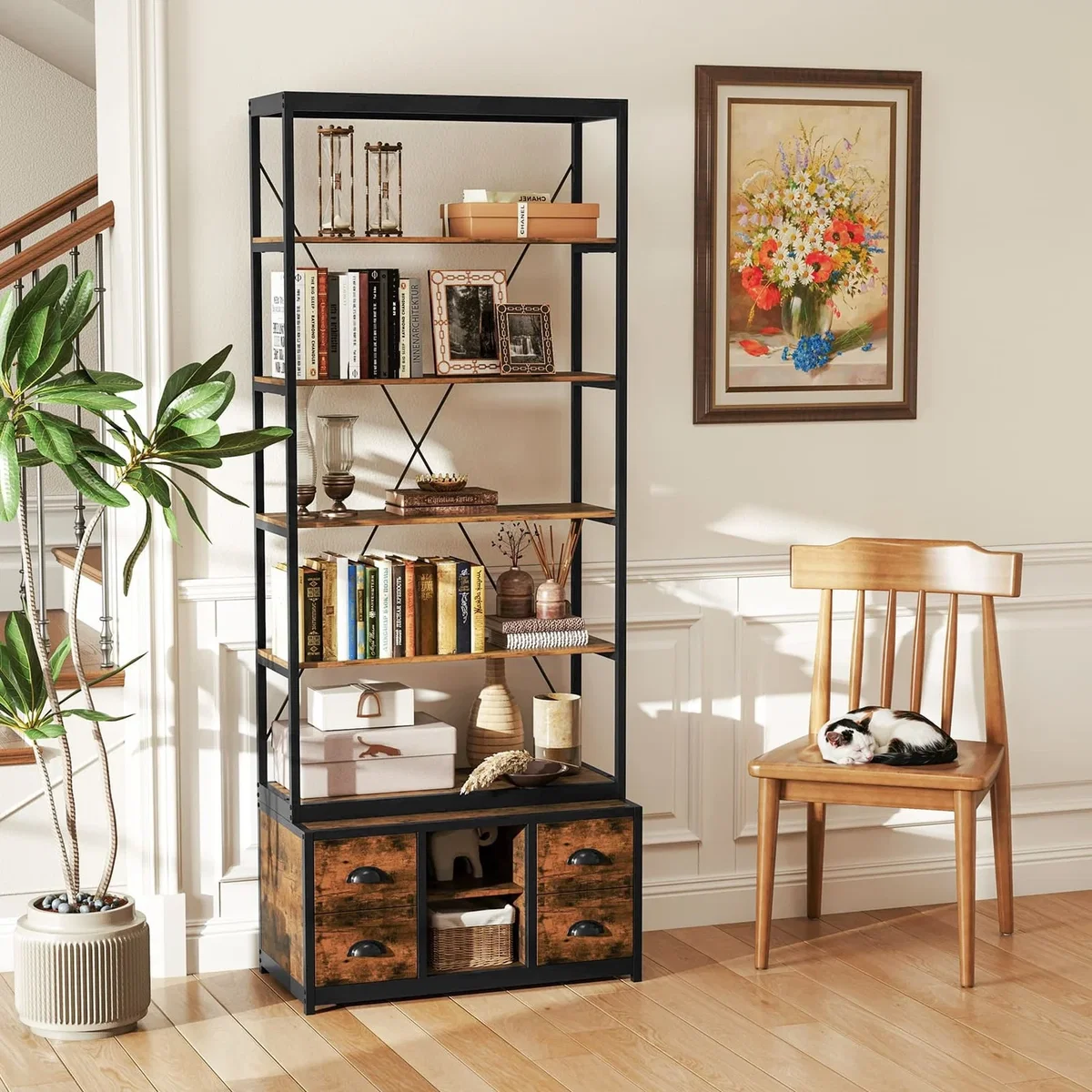 Costway 8-Tier Bookshelf with Storage - Brown – image 6