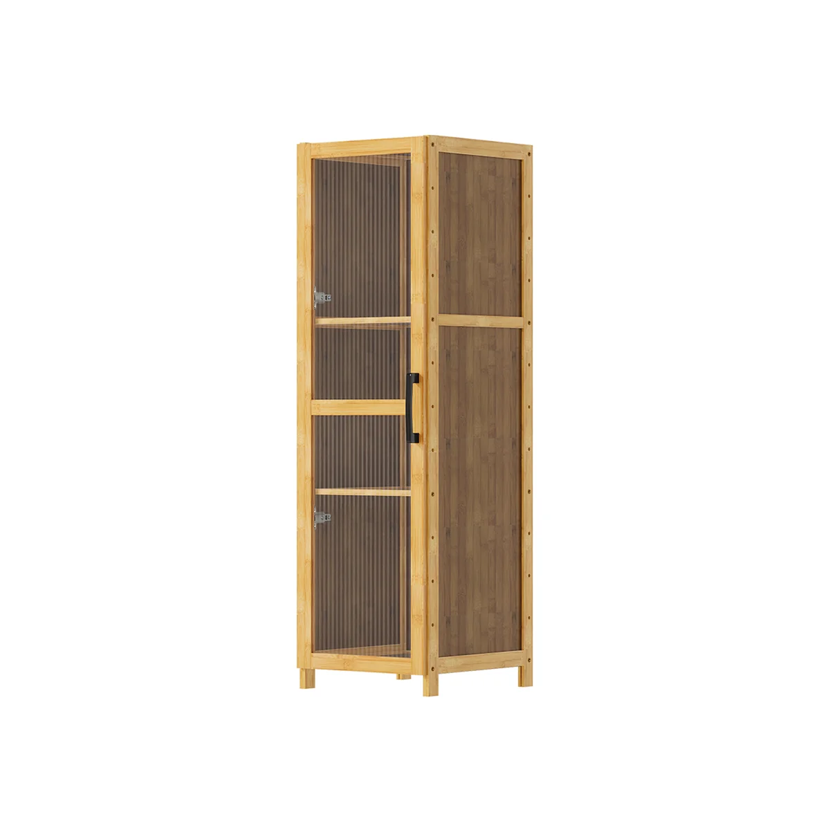 Narrow Bookcase Storage Unit with Acrylic Doors - Brown & Wood & Translucent / 100cm