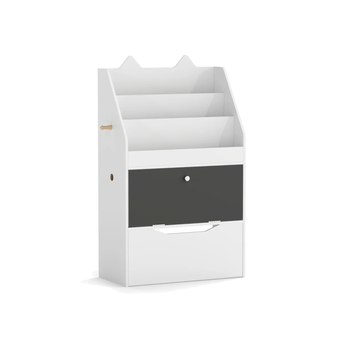 Toddler Book Rack with Movable Storage Drawer - White – image 1