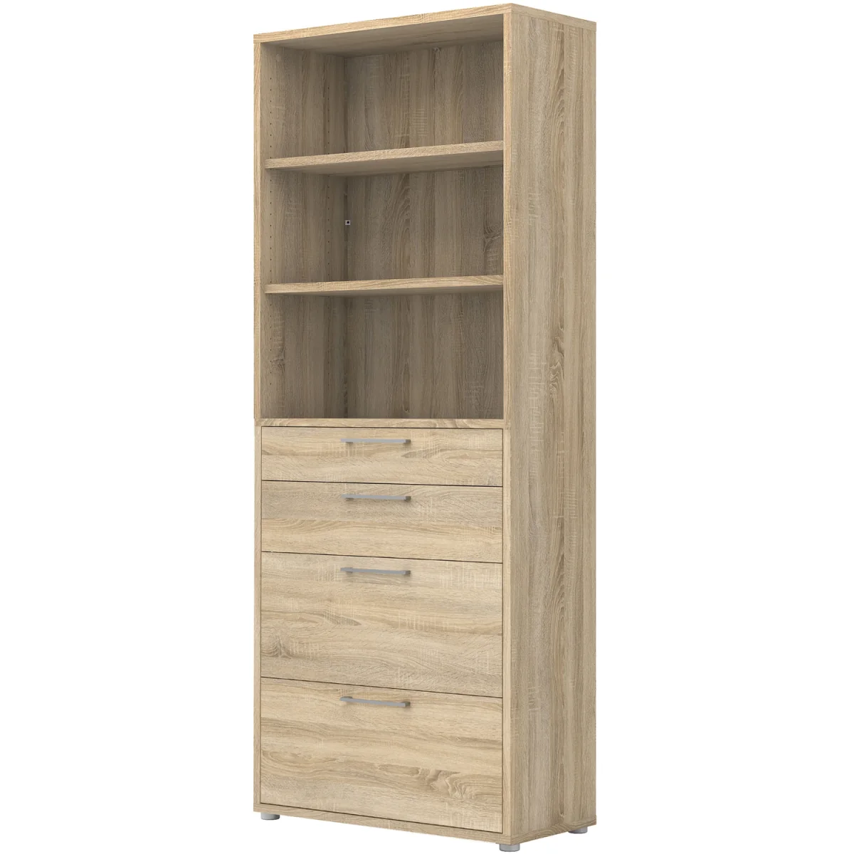 Prima Bookcase 2 Shelves With 2 Drawers 2 File Drawers In Oak - Oak – image 5