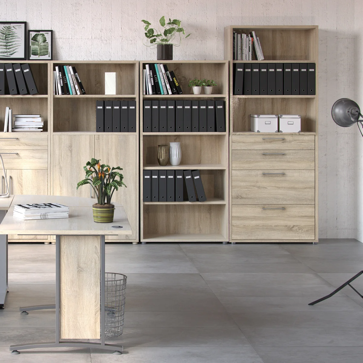 Prima Bookcase 2 Shelves With 2 Drawers 2 File Drawers In Oak - Oak – image 6