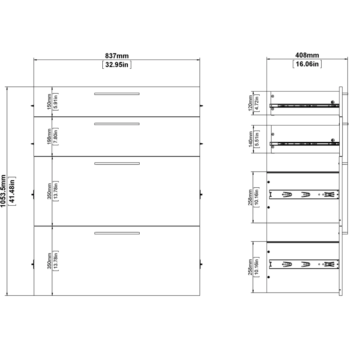 Prima Bookcase 2 Shelves With 2 Drawers 2 File Drawers In Oak - Oak – image 8