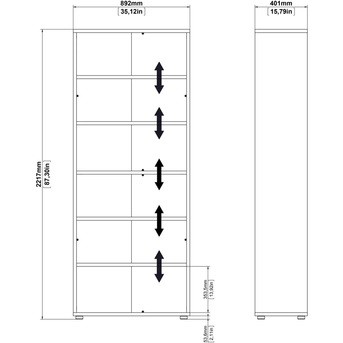 Prima Bookcase 2 Shelves With 2 Drawers 2 File Drawers In Oak - Oak – image 10