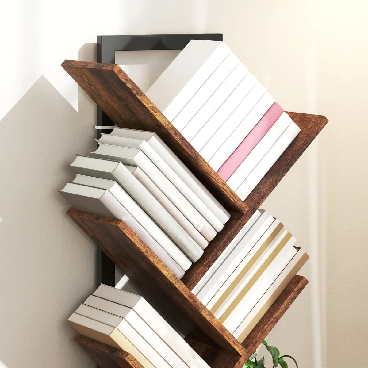 Modo Wood Effect 6-Section Tree Bookcase - Rustic Brown and Black – image 11
