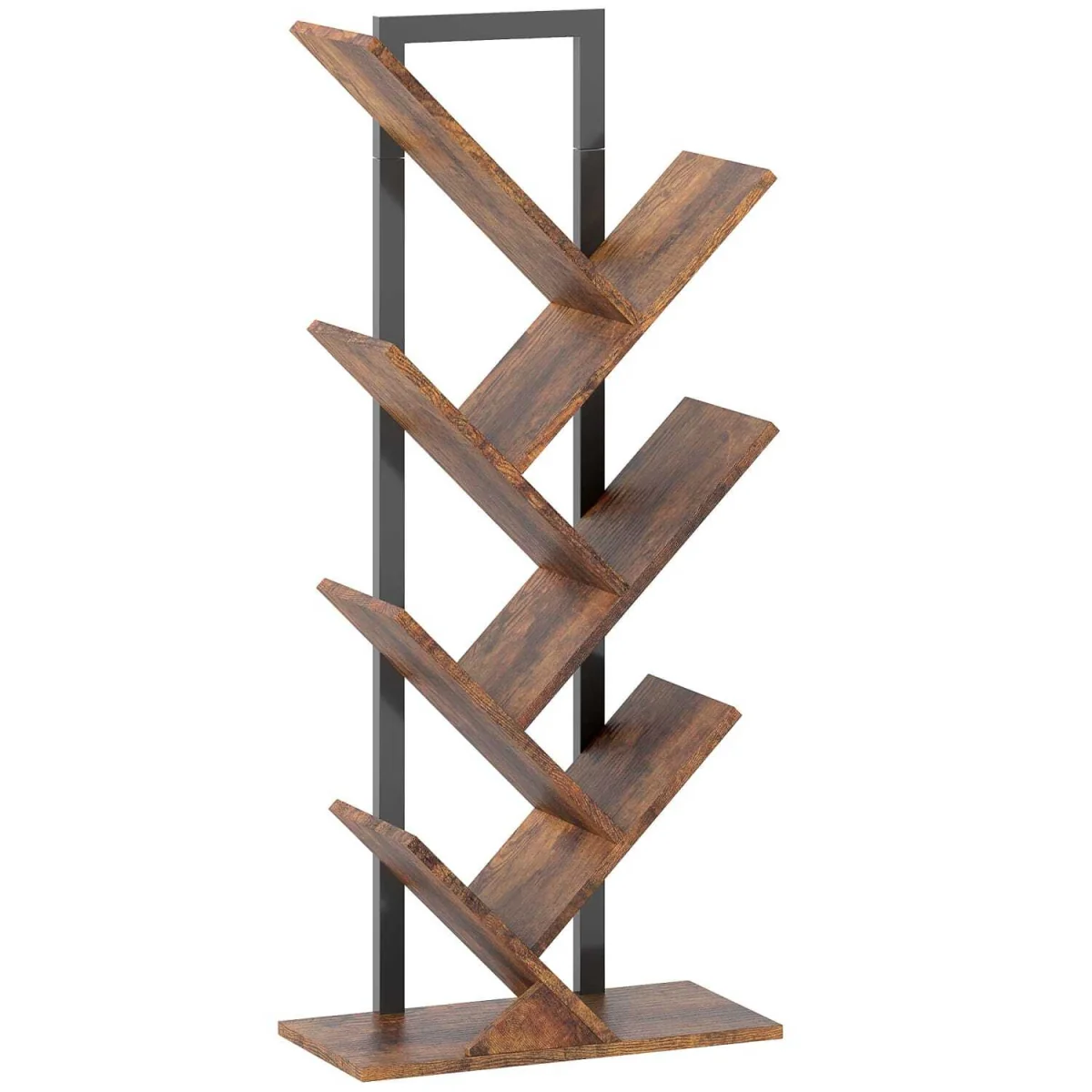 Modo Wood Effect 6-Section Tree Bookcase - Rustic Brown and Black – image 4