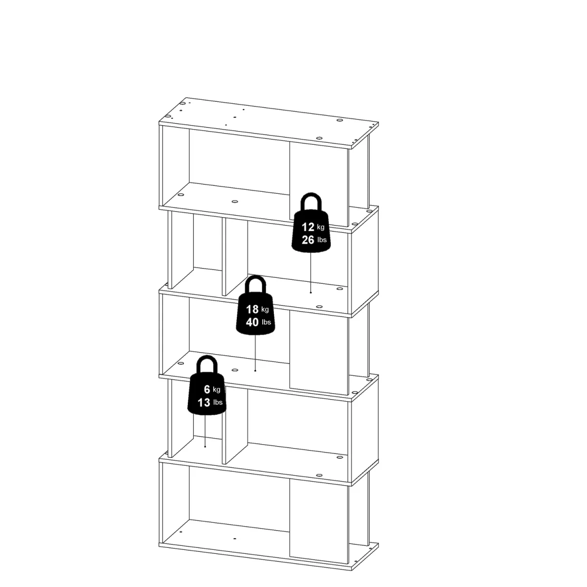 Maze Open Bookcase 4 Shelves in Jackson Hickory Oak and White - Jackson Hickory Oak & White – image 8