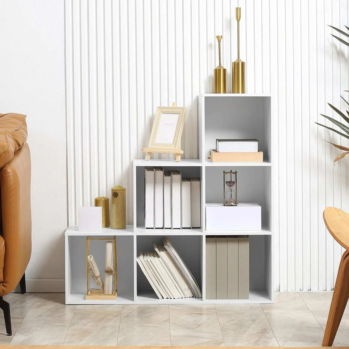 Yora Wood White 3-Tier 6-Cube Storage Bookcase – image 7