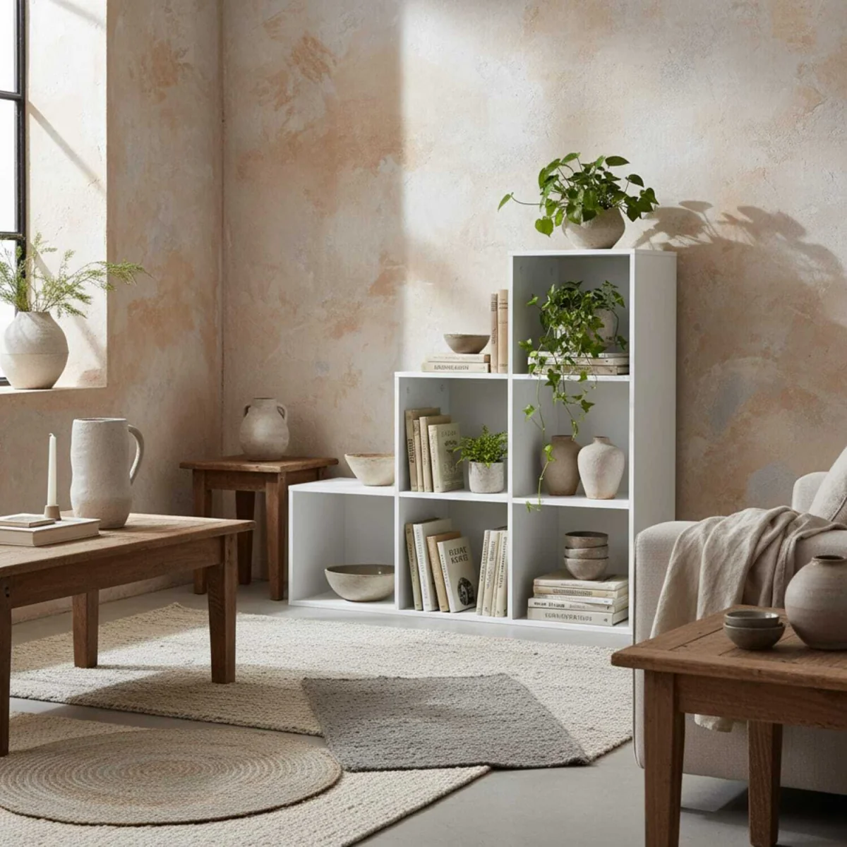 Yora Wood White 3-Tier 6-Cube Storage Bookcase – image 1