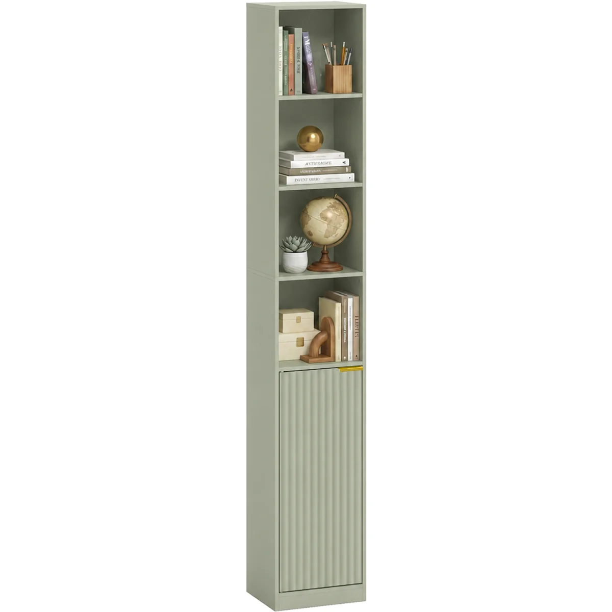 HOMCOM Bookcase Adjustable Shelf 6-Tier Oak Wood Effect - Light Green – image 7