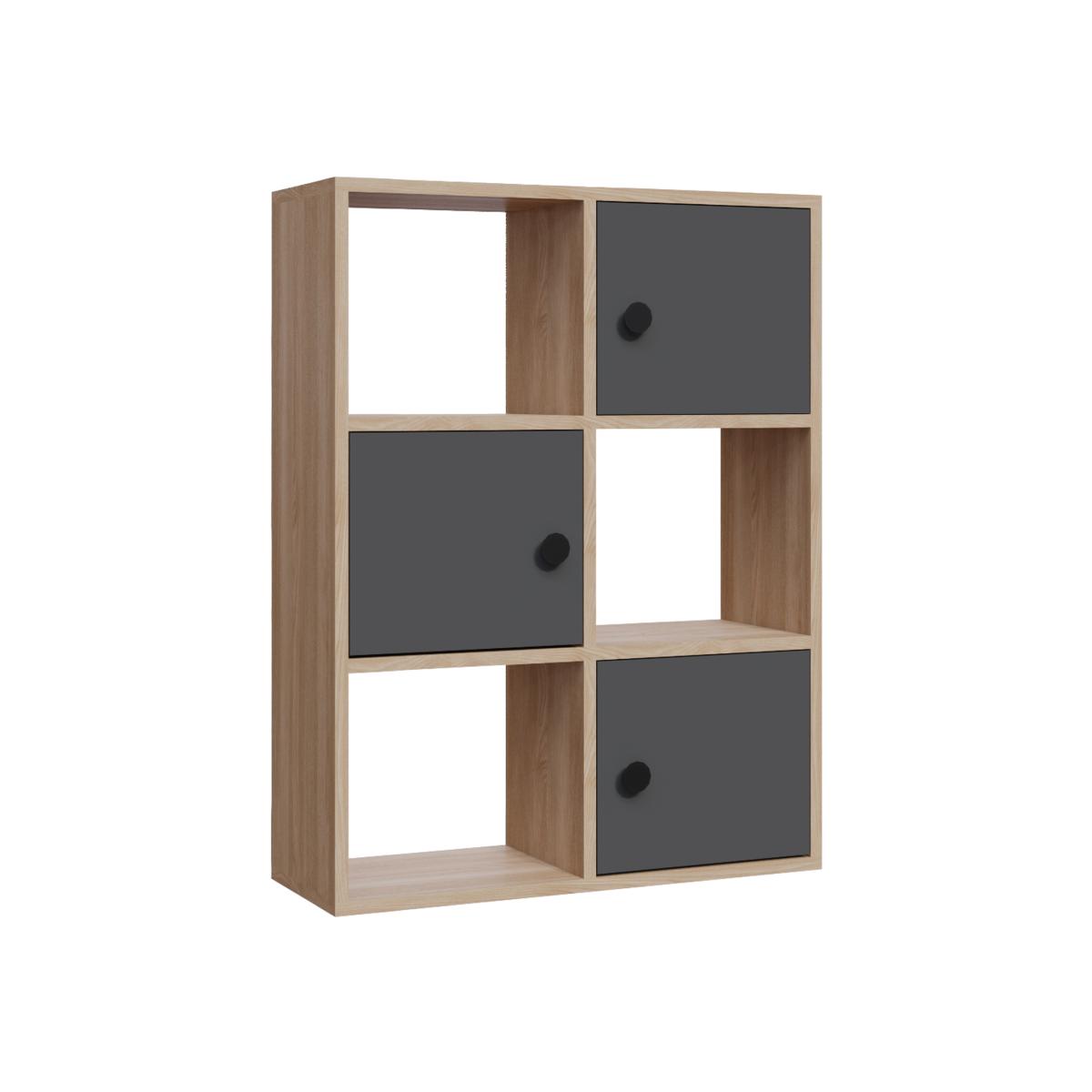Tilton 94 cm Tall Modern Bookcase Bookshelf with Cabinets - Sapphire Oak Pattern & Anthracite – image 1
