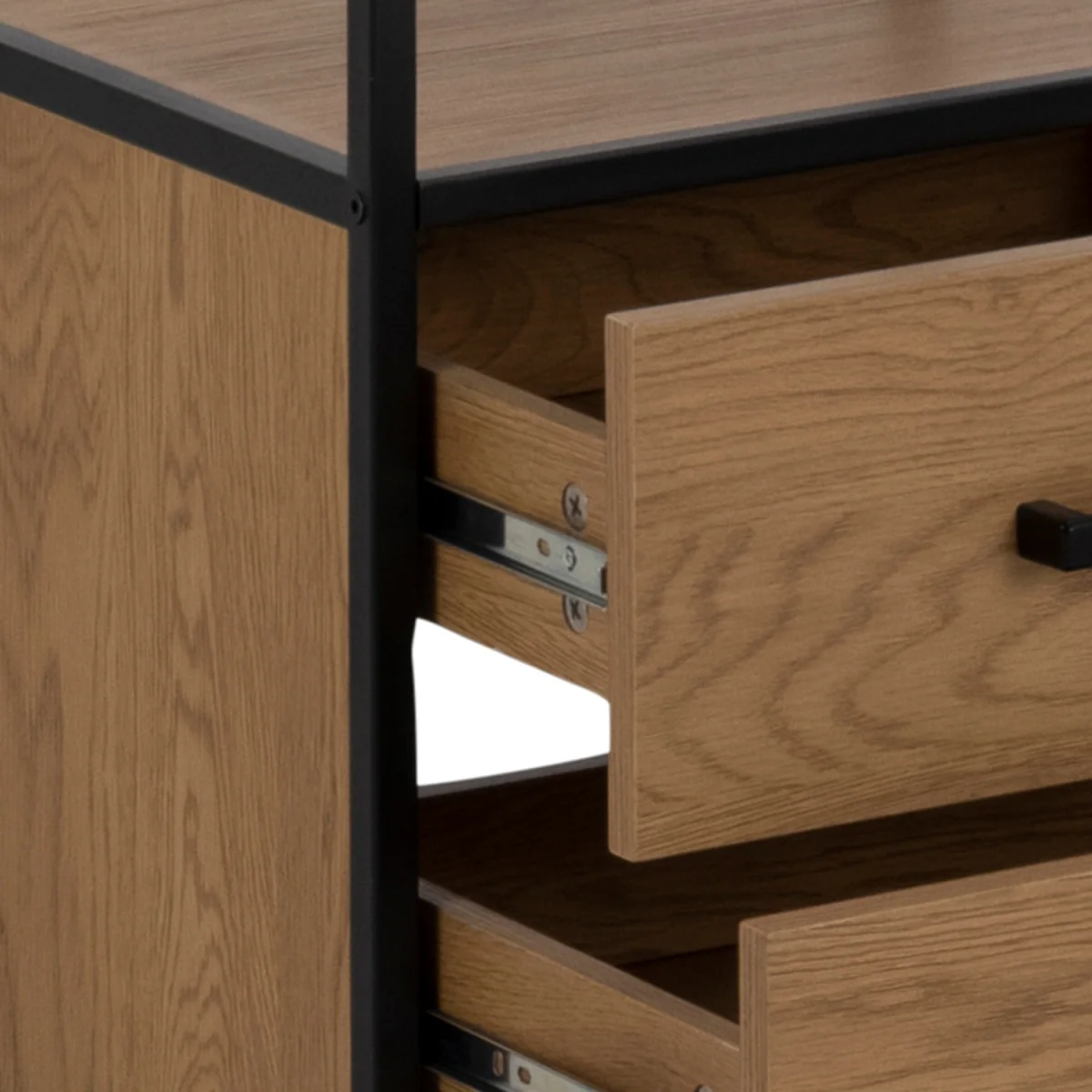 Seaford Bookcase with 2 Drawers and 3 Shelves in Black & Oak - Oak & Black – image 2