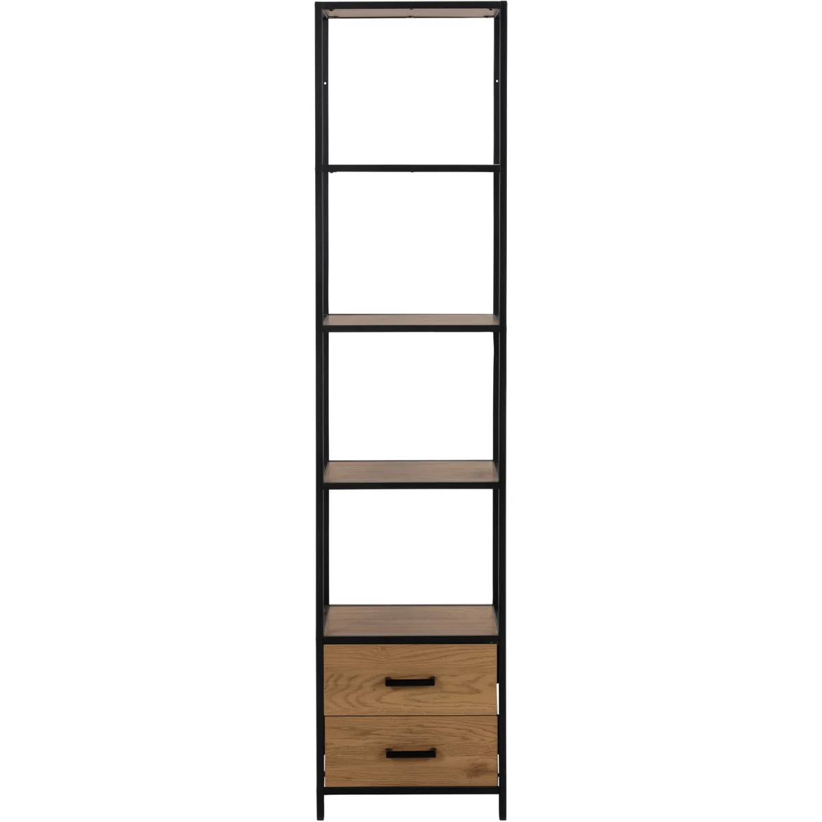 Seaford Bookcase with 2 Drawers and 3 Shelves in Black & Oak - Oak & Black – image 3