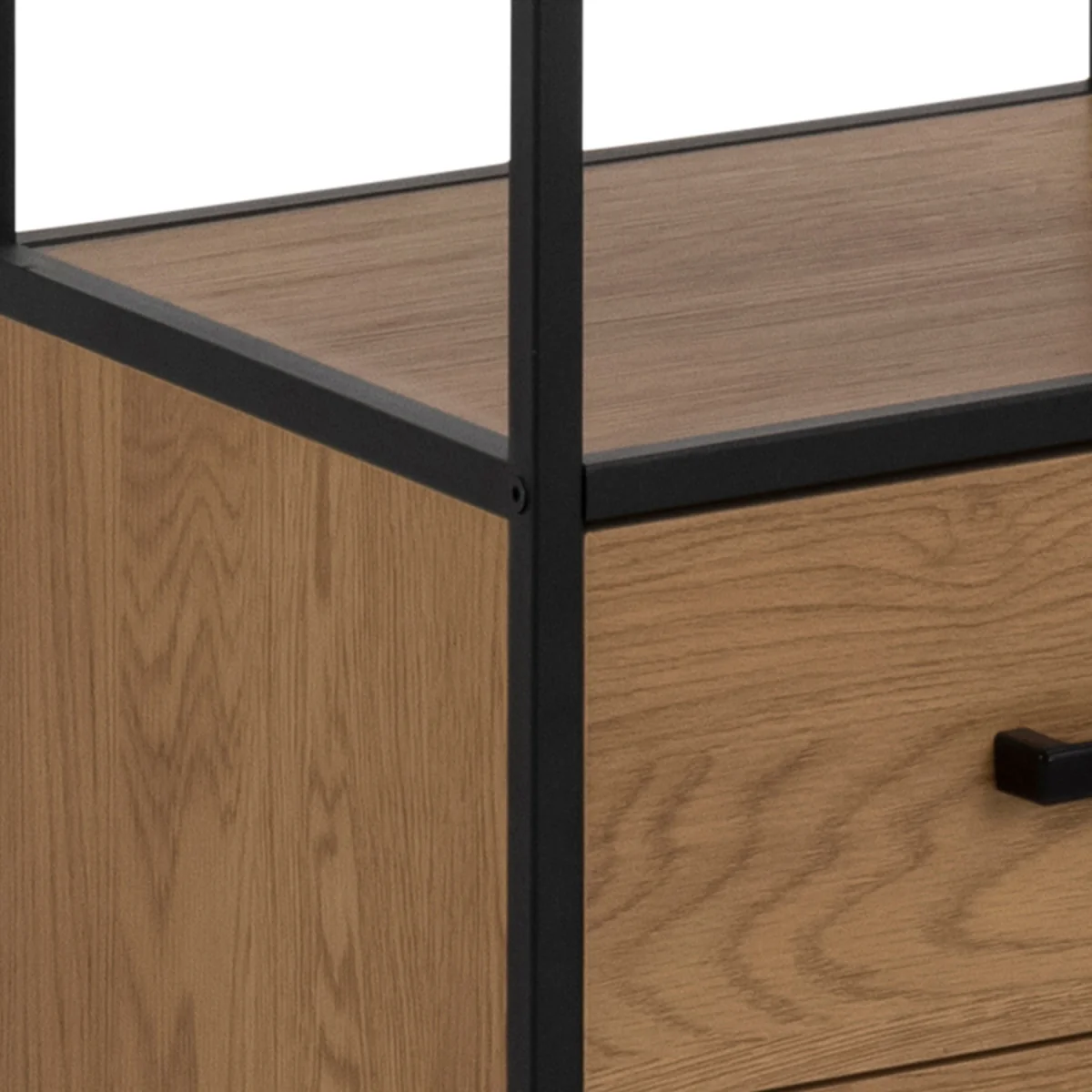 Seaford Bookcase with 2 Drawers and 3 Shelves in Black & Oak - Oak & Black – image 4