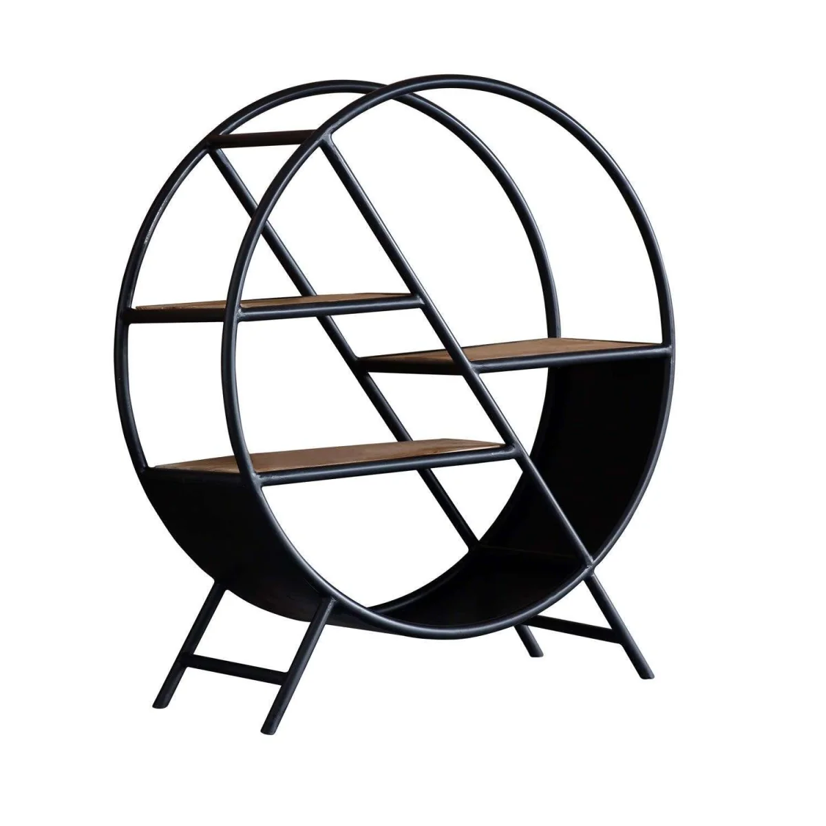 Toivakka Industrial Round Bookcase 3 Shelves Reclaimed Wood - Brown – image 2