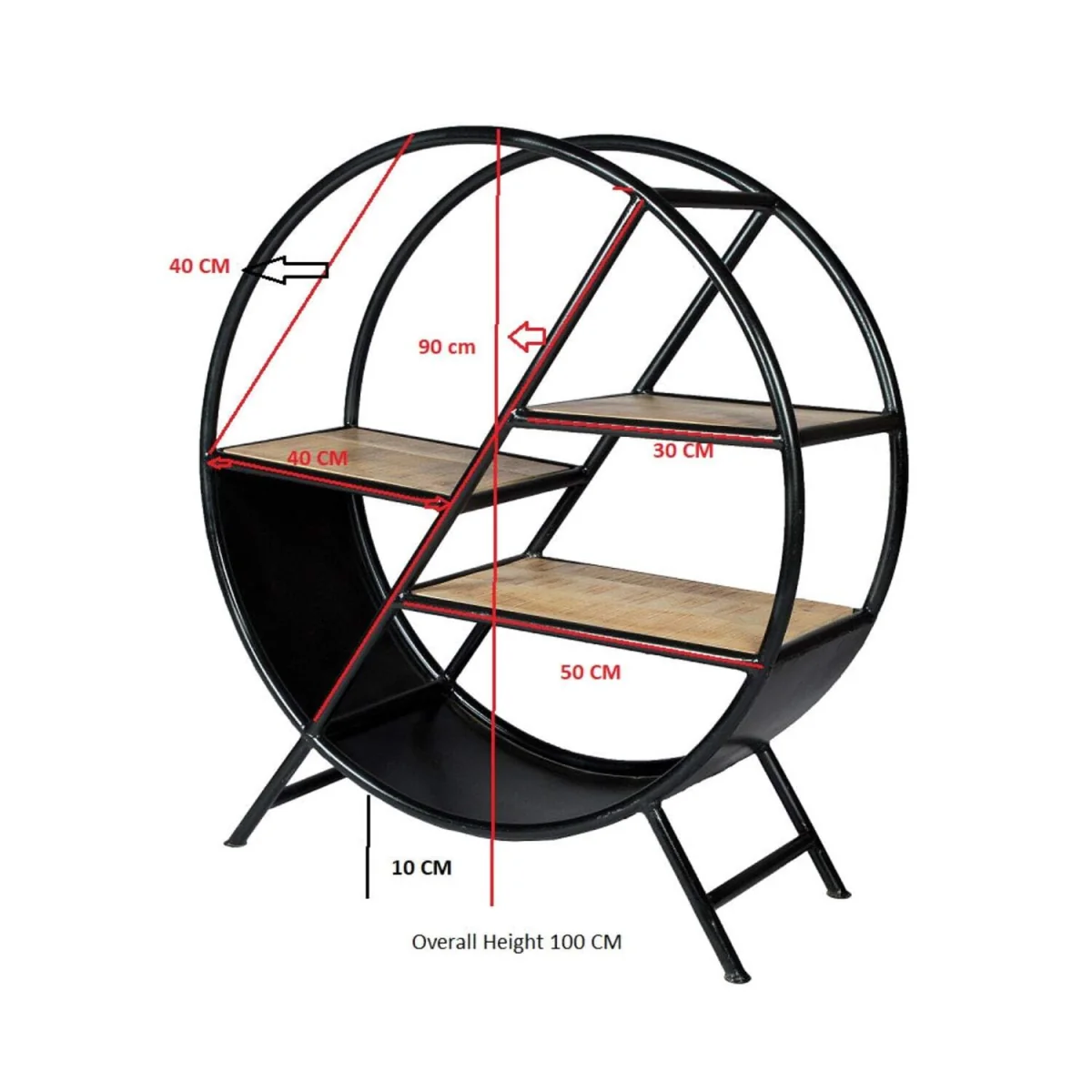 Toivakka Industrial Round Bookcase 3 Shelves Reclaimed Wood - Brown – image 4