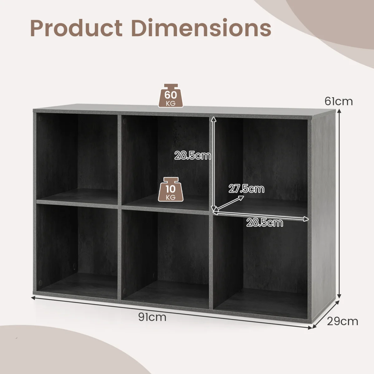3 Tier Modern Storage Organizer Bookcase-Grey - Grey – image 3