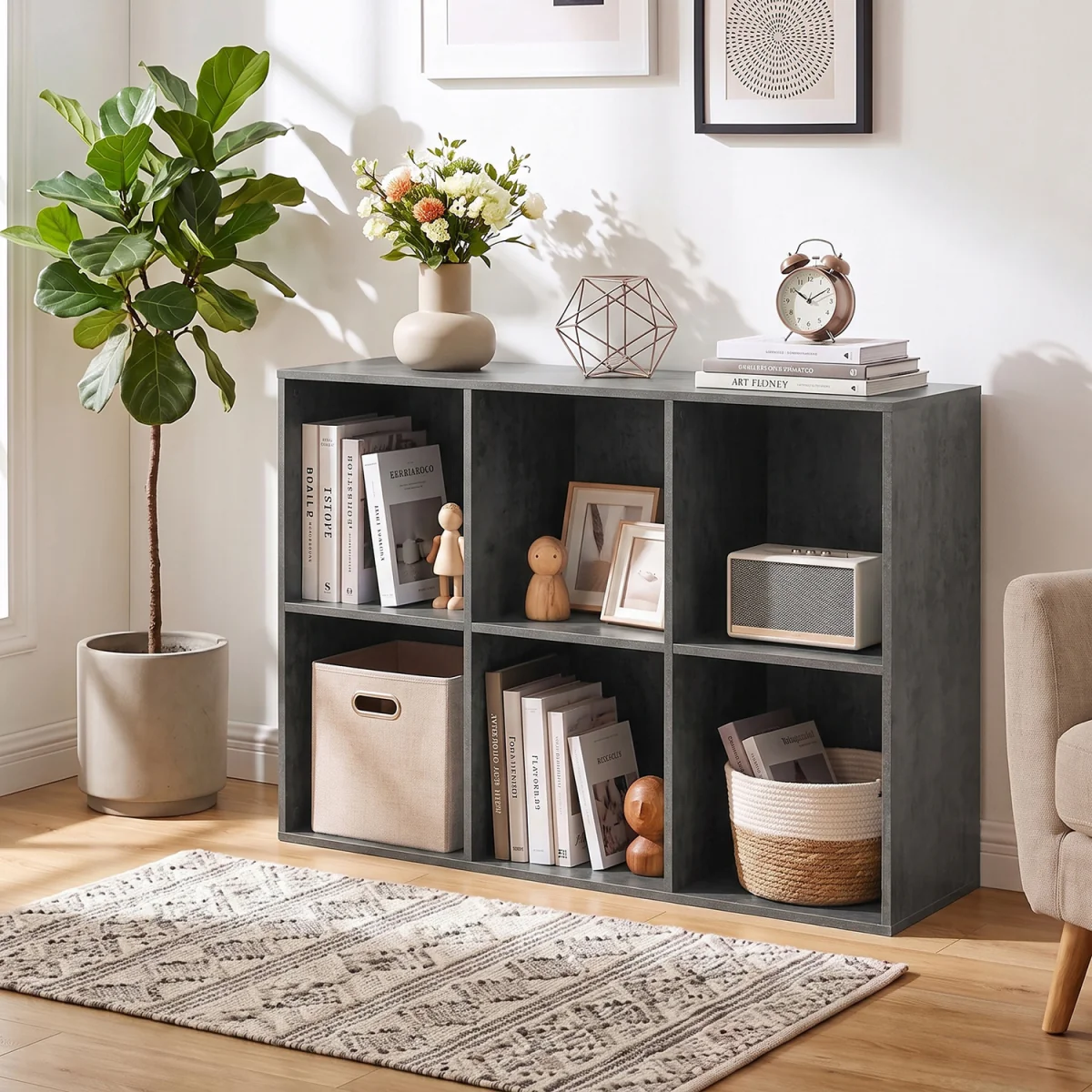 3 Tier Modern Storage Organizer Bookcase-Grey - Grey – image 4