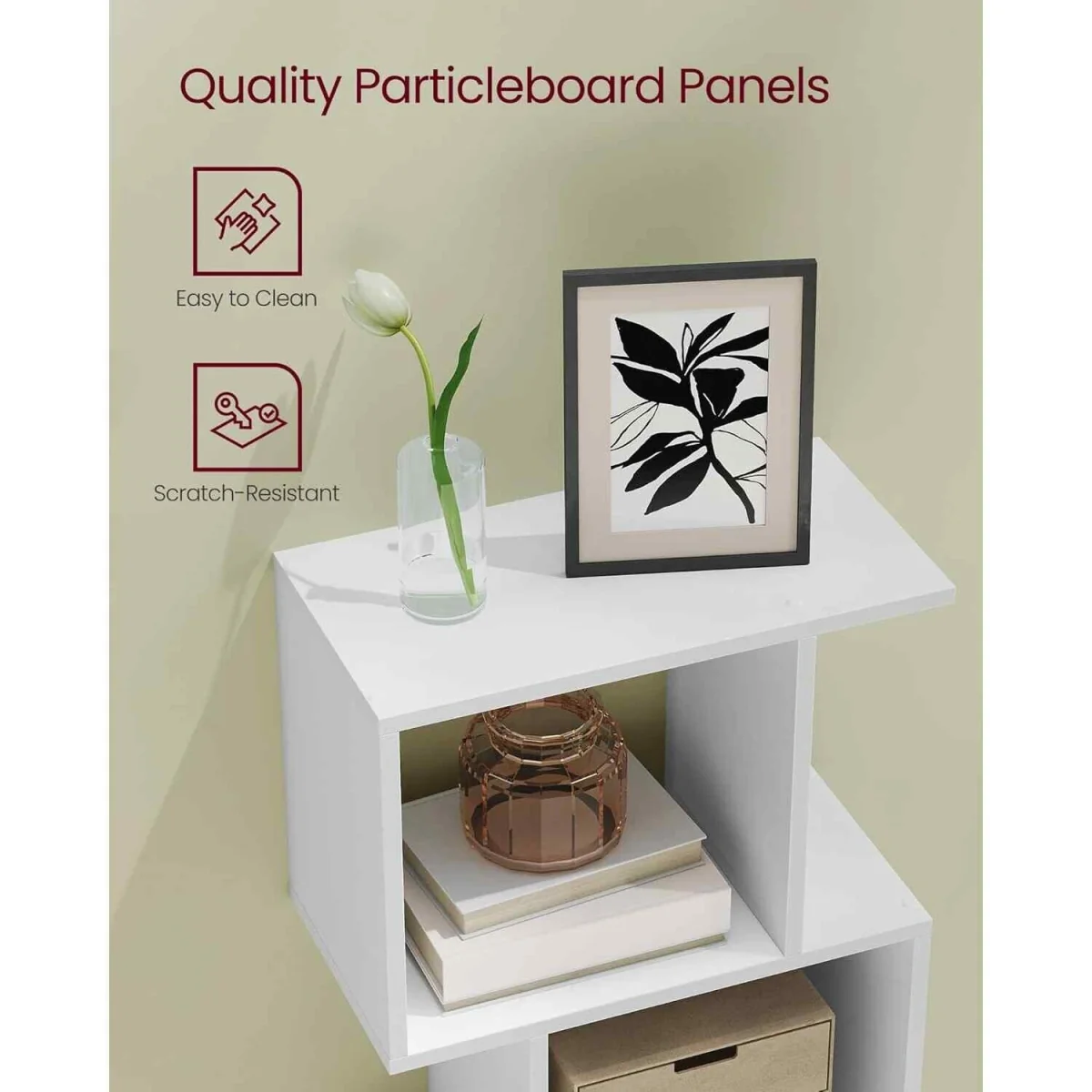 6 Tier Cube Room Divider Bookcase, White - Matte White – image 6