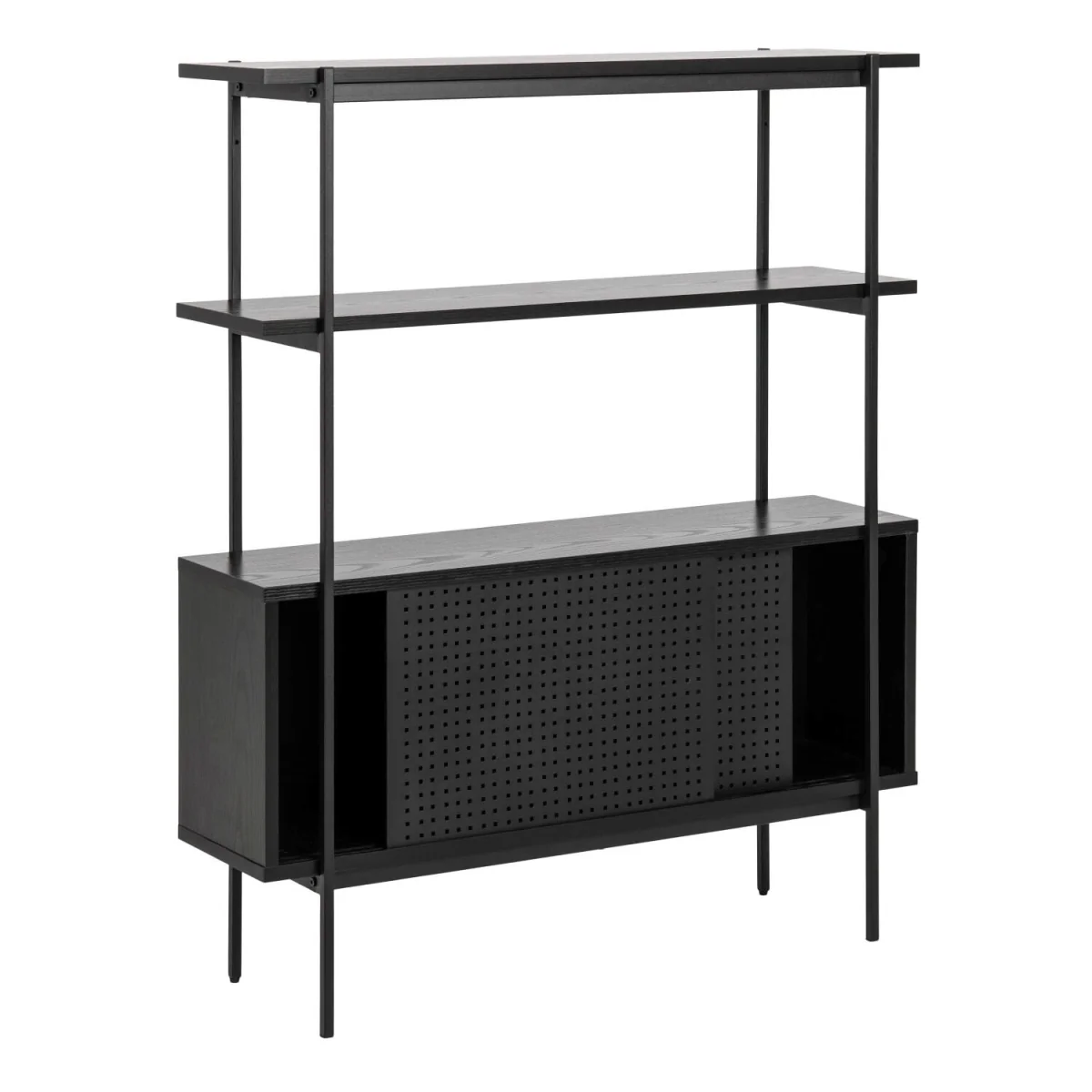 Cambridge Industrial Mesh Bookcase 2 Shelf 2 Sliding Doors - Black – image 3