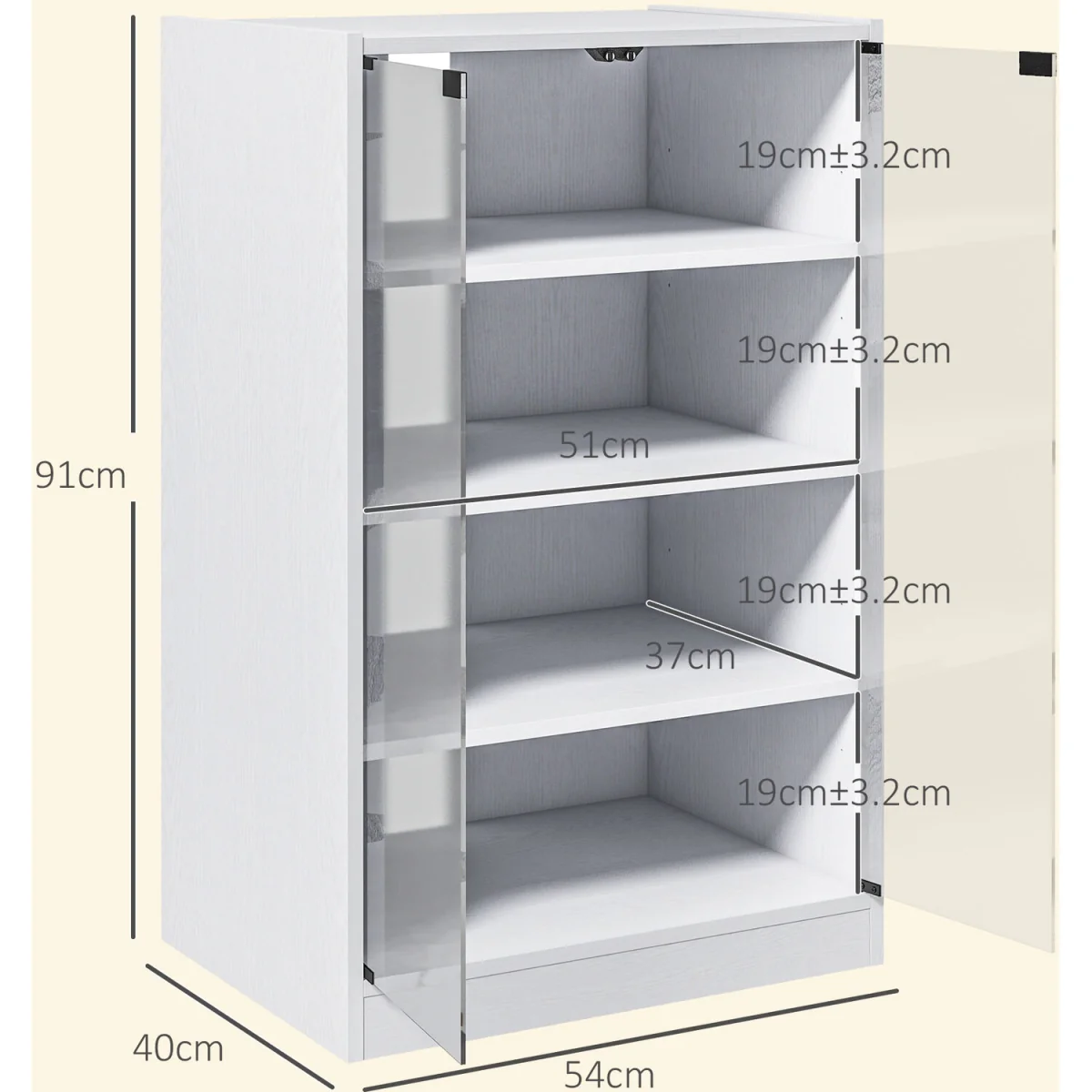 HOMCOM 4-Tier Hi-Fi Stand with Adjustable Shelves - White Wood-Effect – image 8