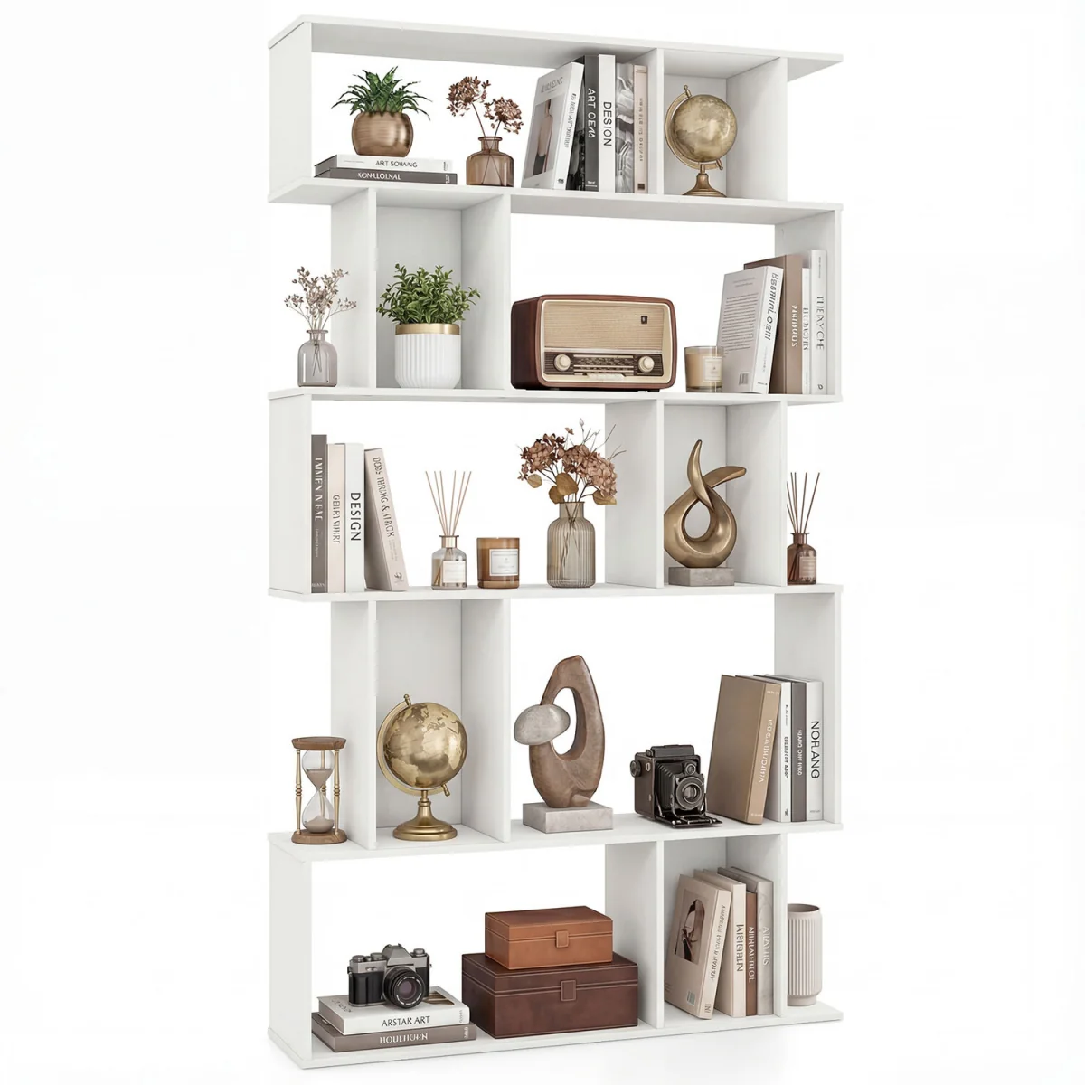 5 Tier S shaped Bookcase - White – image 2