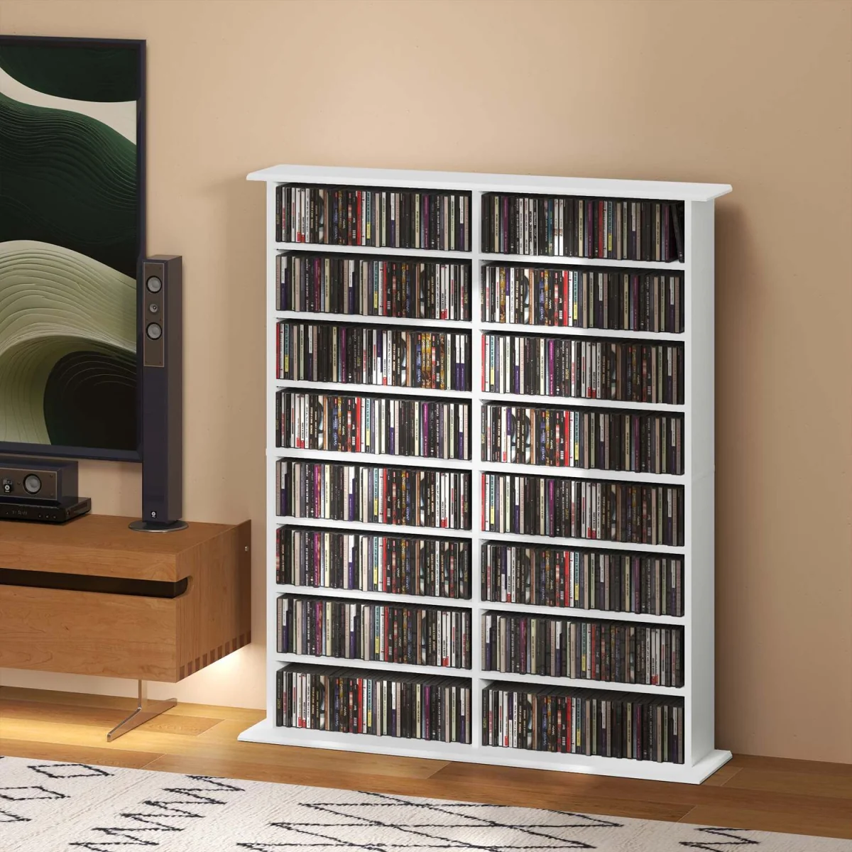 Nedoro Fasa 16-Compartment Media Shelf, White – image 3