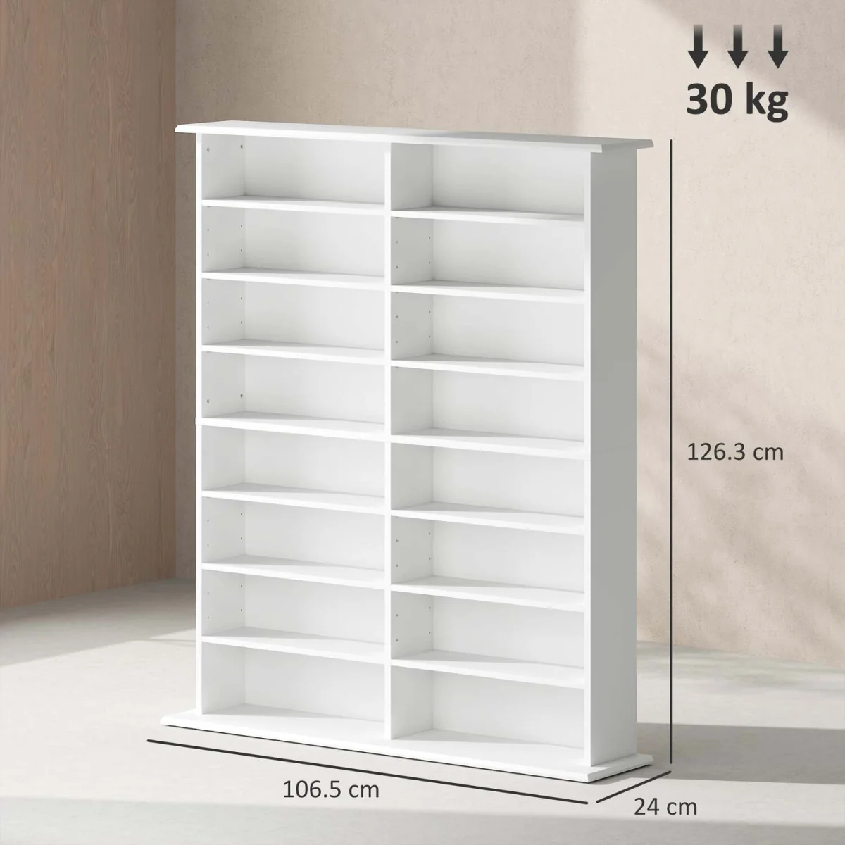 Nedoro Fasa 16-Compartment Media Shelf, White – image 4