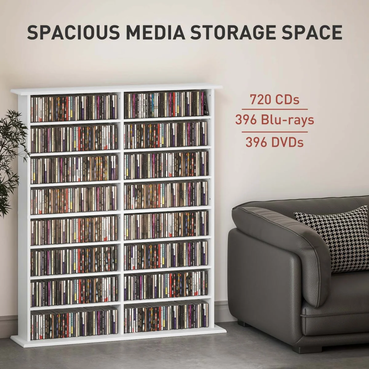 Nedoro Fasa 16-Compartment Media Shelf, White – image 5