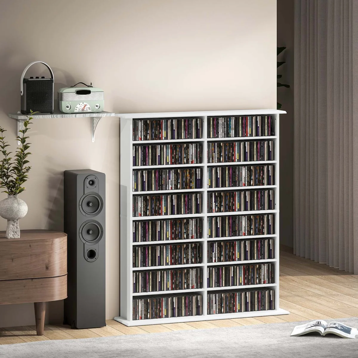 Nedoro Fasa 16-Compartment Media Shelf, White – image 8