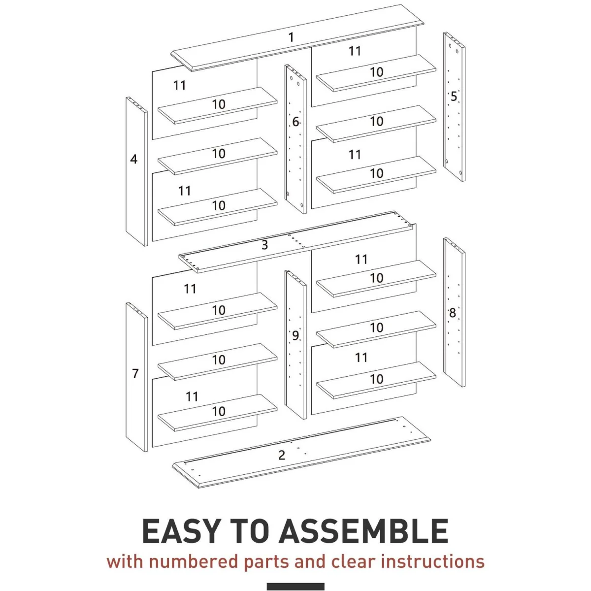 Nedoro Fasa 16-Compartment Media Shelf, White – image 9
