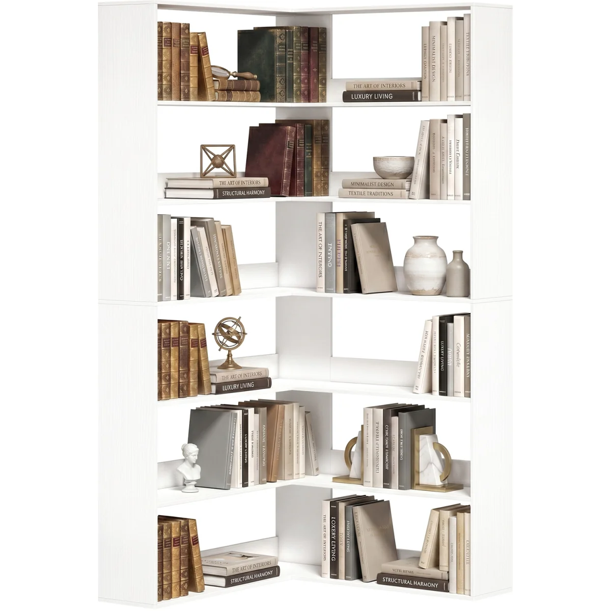 HOMCOM 7 Tiers Corner Bookshelf L Shaped - Black Wood Effect – image 16