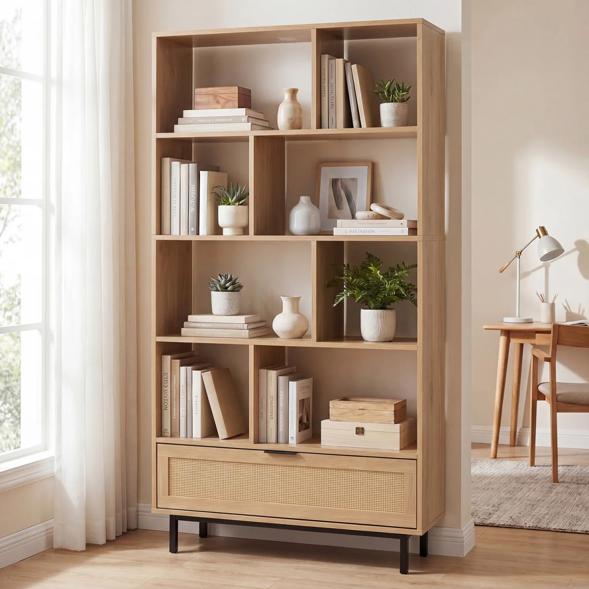 162 cm Tall Wooden Bookcase - Natural – image 5