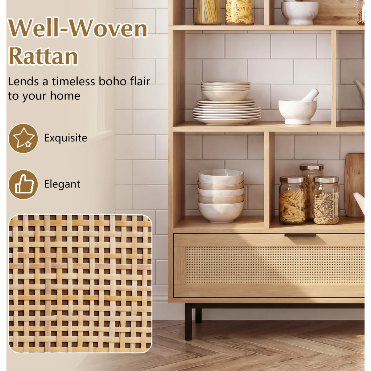 162 cm Tall Wooden Bookcase - Natural – image 7