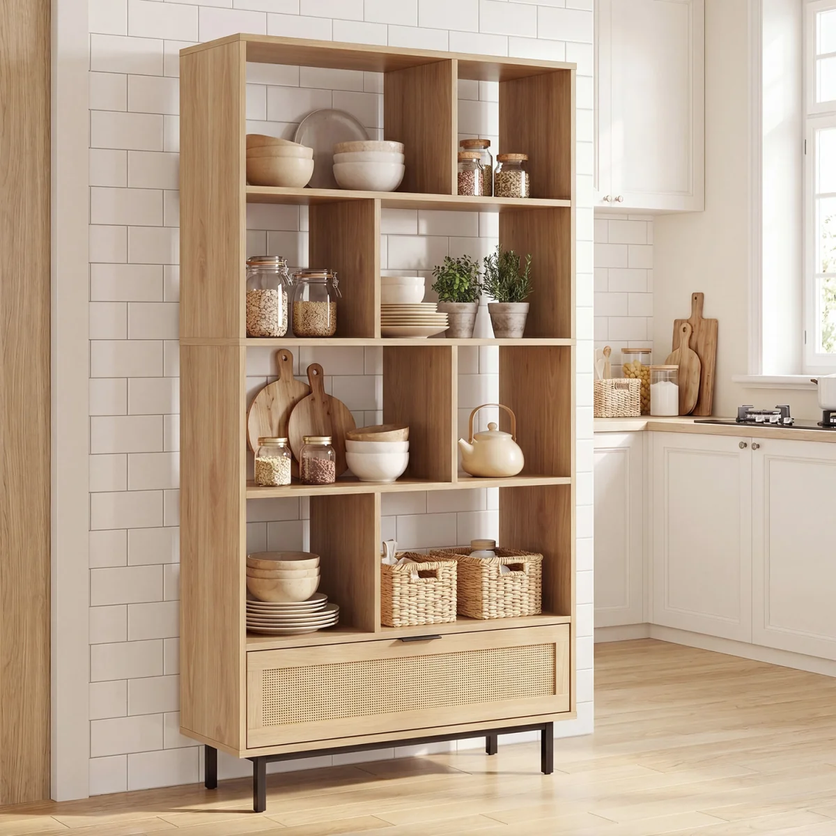 162 cm Tall Wooden Bookcase - Natural – image 1