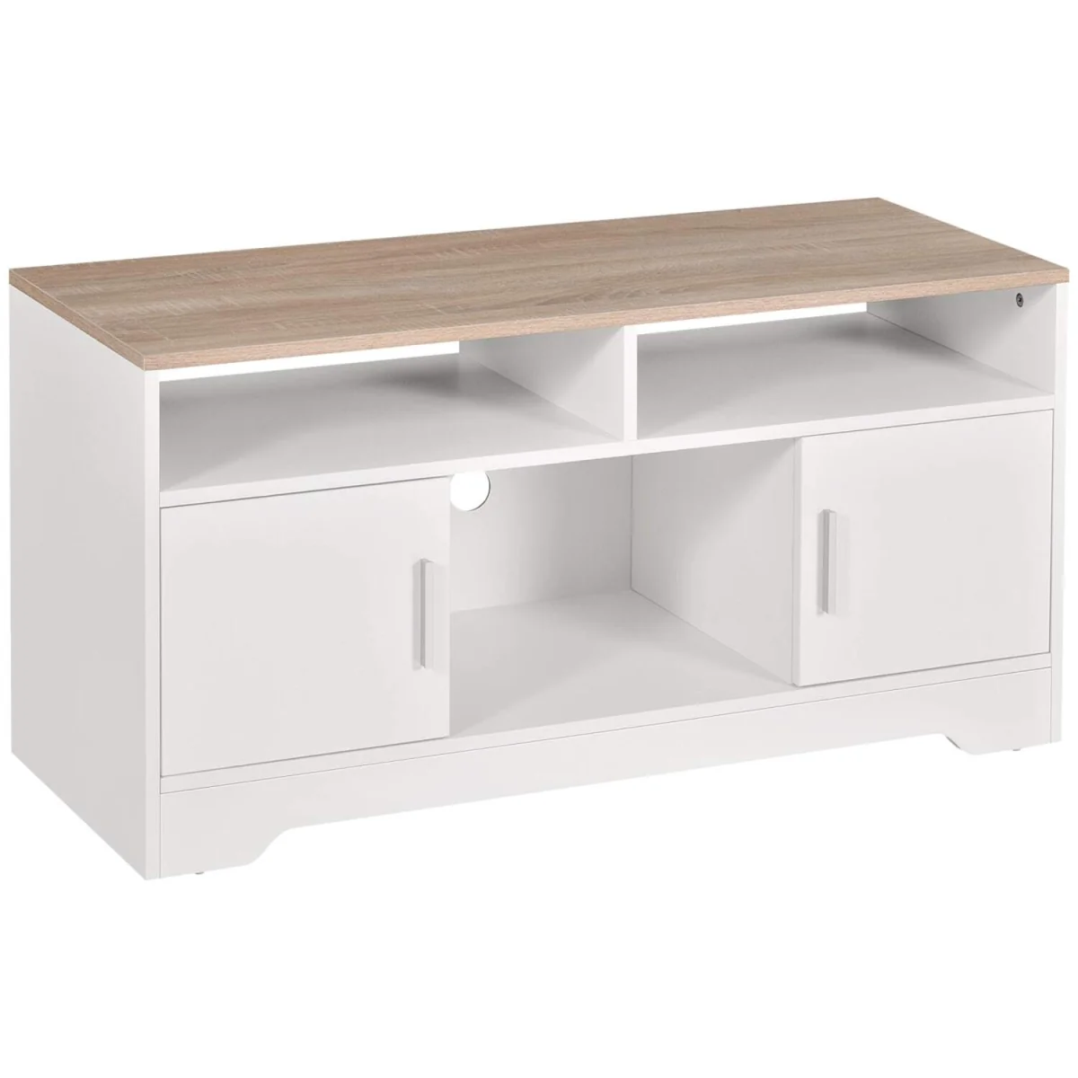 Tadori 105cm TV Console - White and Wood, 2 Doors and Open Shelves – image 3
